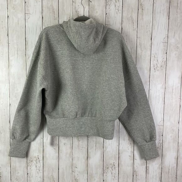 Old Navy Hoodie Women’s M Gray Textured Pull Over Hooded Sweatshirt NWT $54.99 - Picture 8 of 11